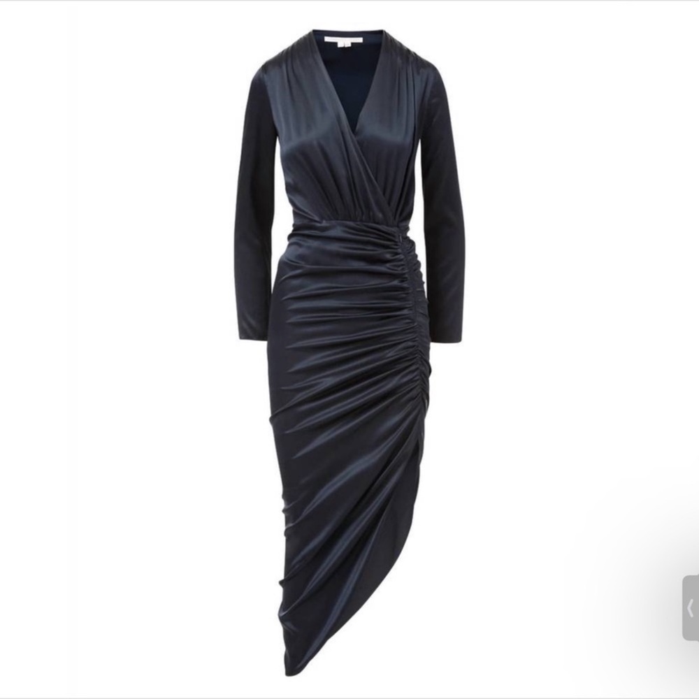 Veronica Beard Cameri Ruched Silk Midi Dress Sz X… - image 4